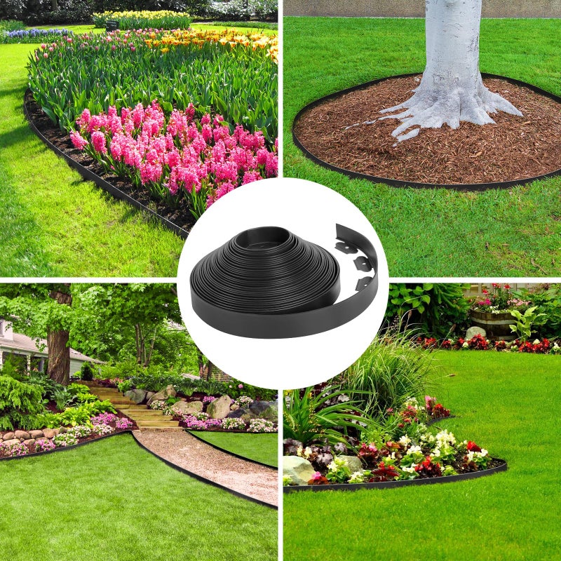 FunFanso 66FT Landscape Edging Border Kit  No Dig Garden Border Edging with 80 Spikes  1.8 Inch Tall Plastic Edging Border Flexible for Garden Flower Beds Lawn Yard Pathway - Image 5